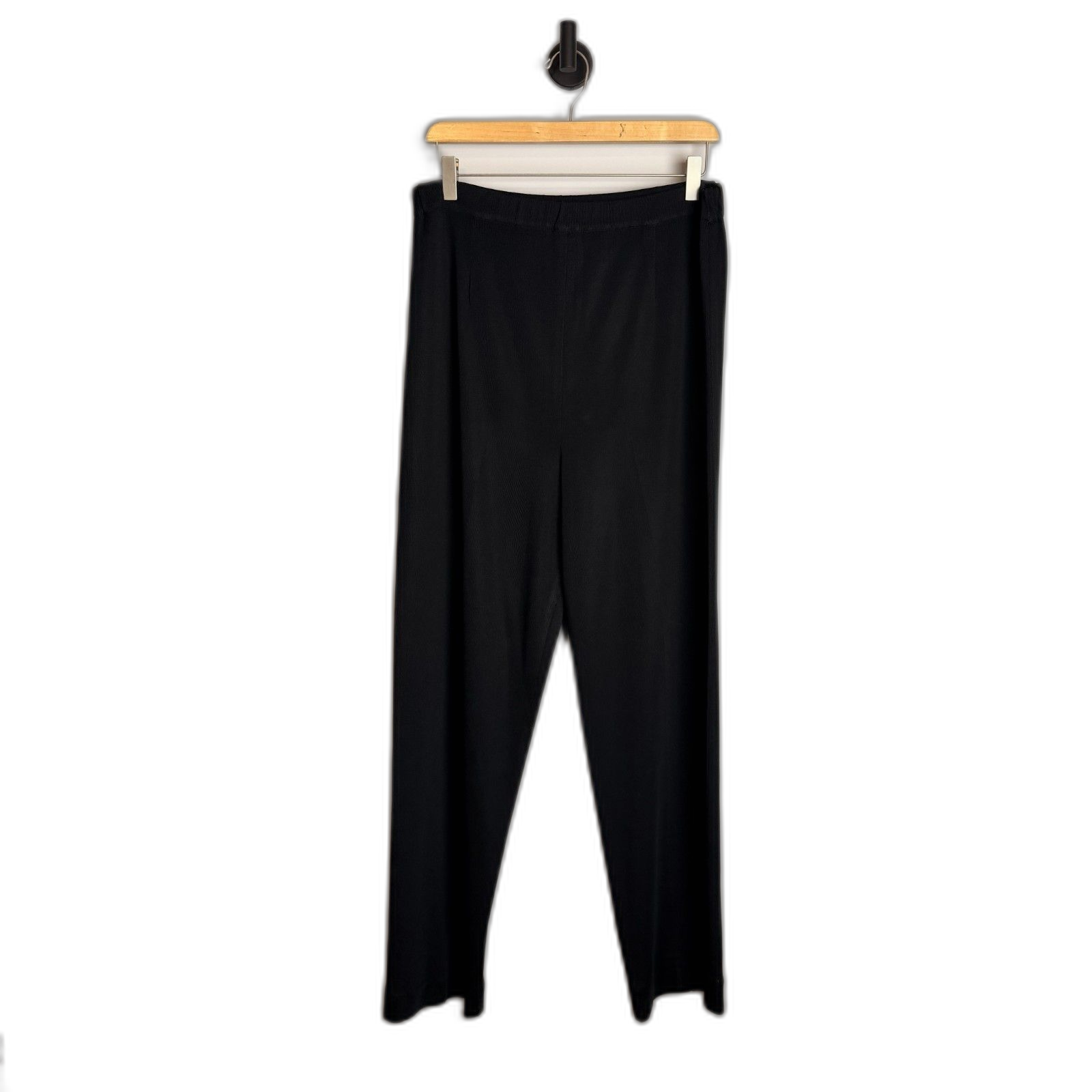 Exclusively Misook Black Knit Pull-On Pants Women’s Large Flowy Wide Leg Stretch